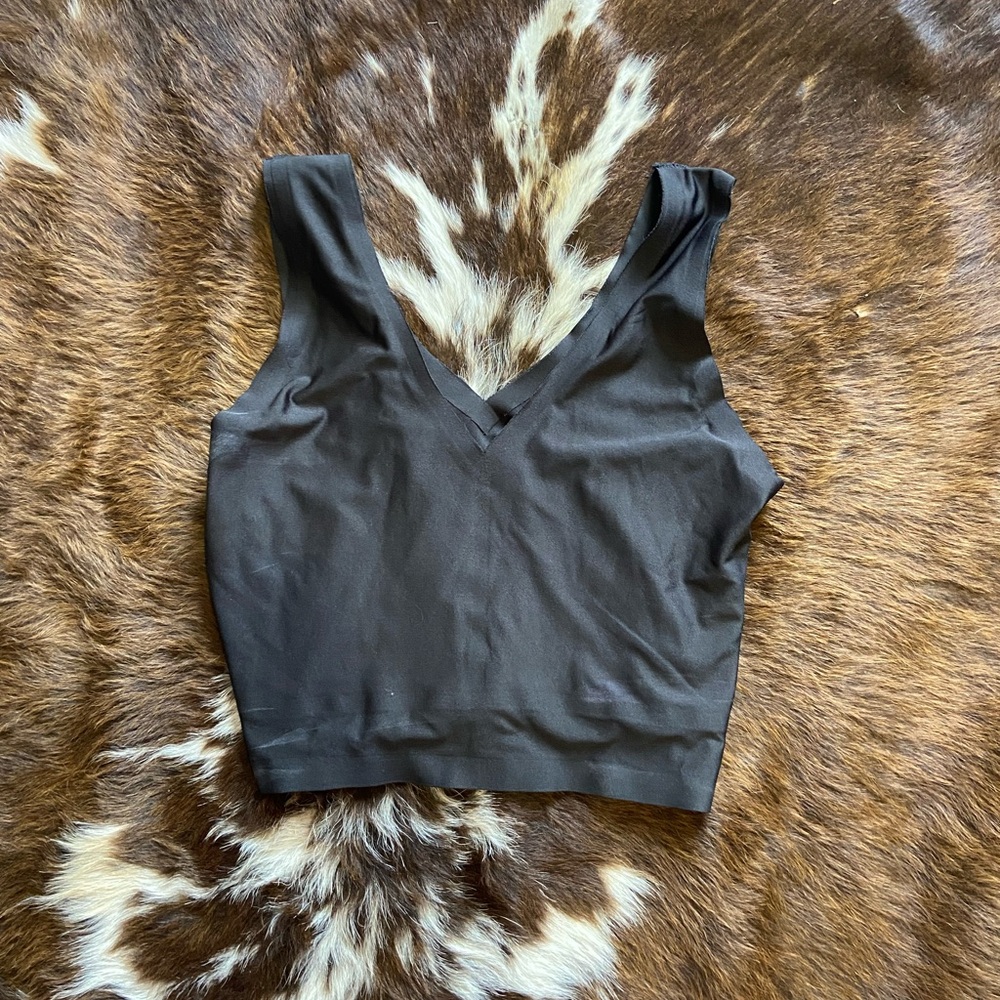 Black Fitted Sleeveless Crop Top